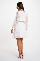 Jacquard blouse with V-neck white women