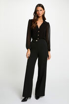 Buttoned voile t-shirt black women