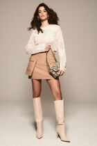 Jumper openwork and round neck ivory women