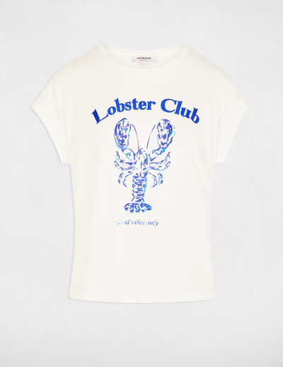 Straight t-shirt with round neck white women