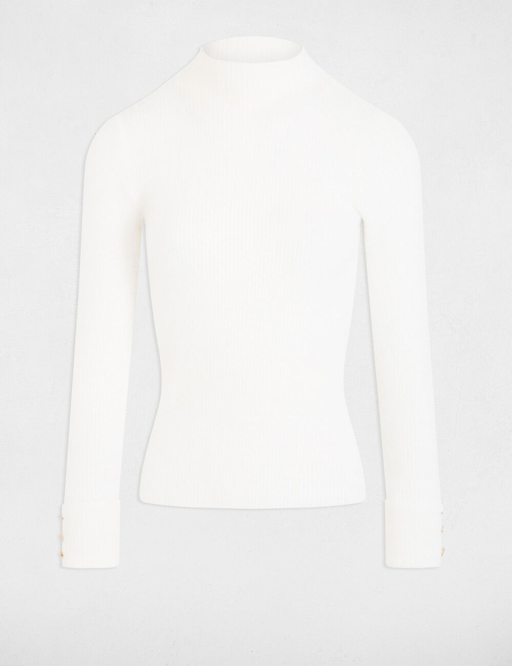 Long-sleeve fuzzy knit sweater ivory women