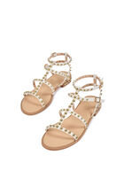 Flat sandals with studs white women