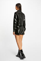 Vinyl straight shorts black women