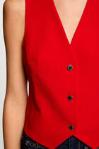 Sleeveless cardigan V-neck red women