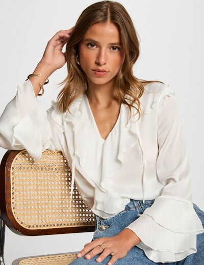 Long-sleeved blouse white women