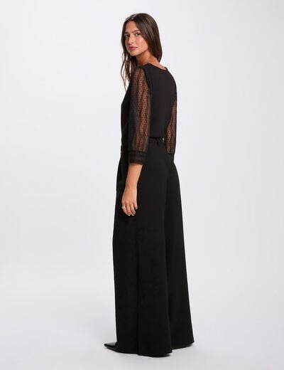 Lace t-shirt with V-neck black women