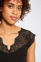 Short-sleeved t-shirt with lace black women