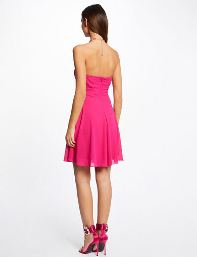 A-line dress with bustier neckline dark pink ladies'