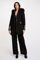 Straight zipped coat with hood black women