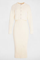 Fitted knit dress ivory women