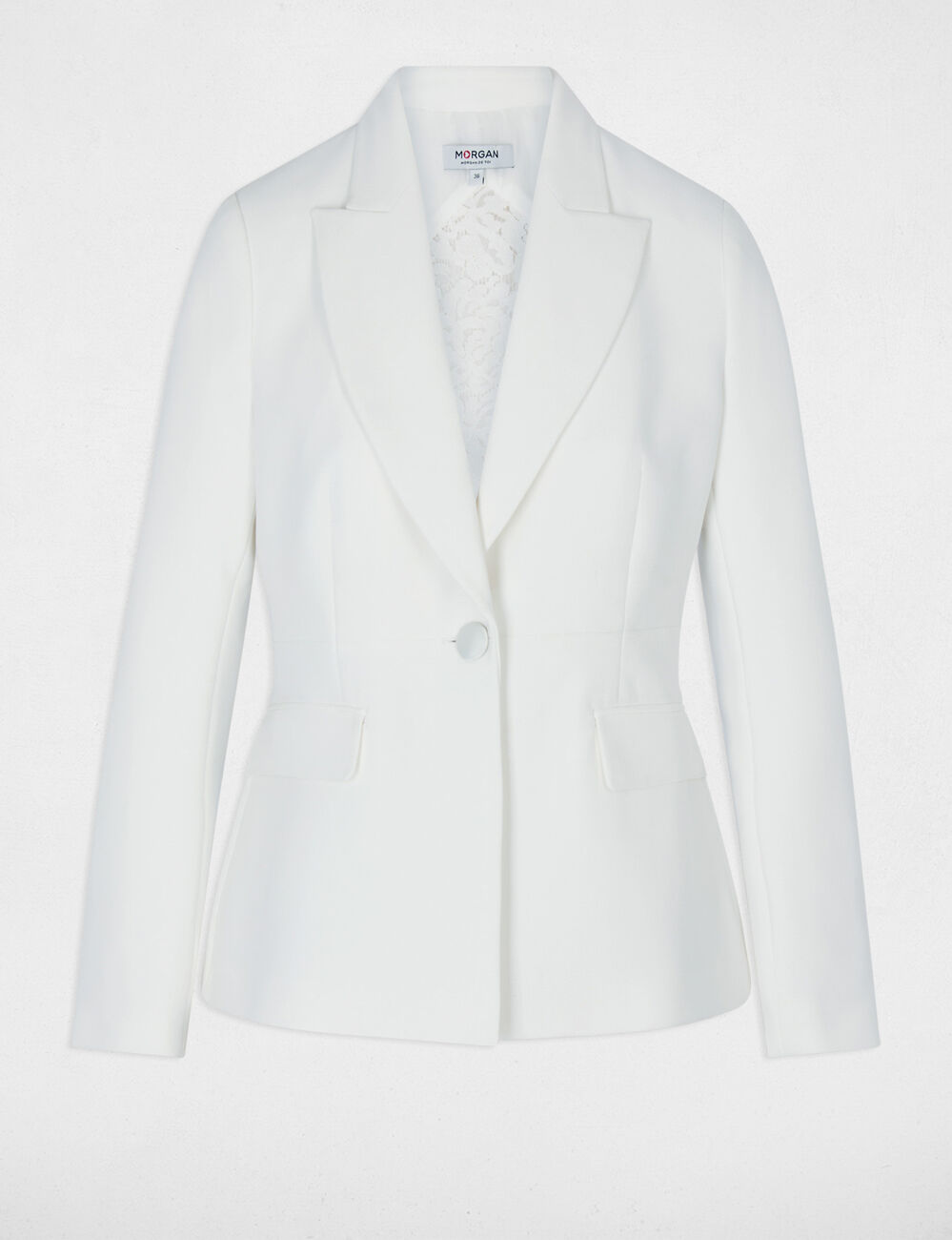 Fitted lace blazer white women