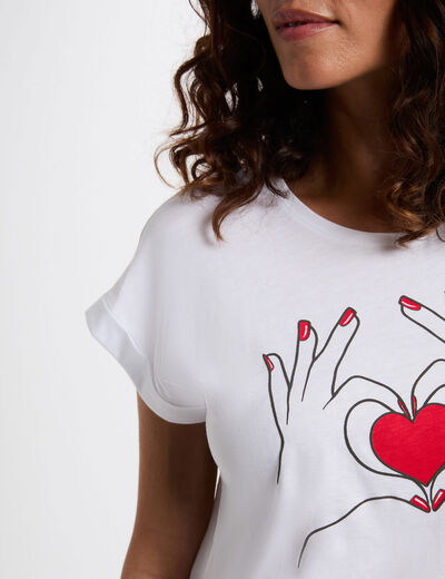 Cropped t-shirt with slogan white women