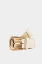 Belt with studs ivory women