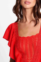 Lace short-sleeved jumper orange women