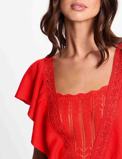 Lace short-sleeved jumper orange women