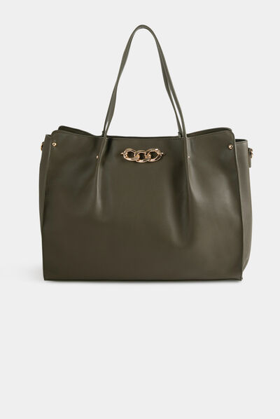 Shopper bag with chain detail  ladies'
