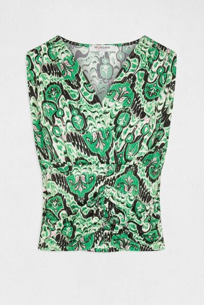 Printed vest top wrap-over neckline multico ladies'