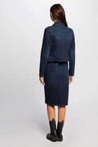 Knee-length denim skirt raw denim women