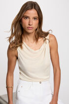 Cowl neck tank top light beige women