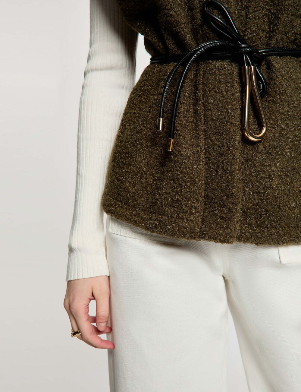 Sleeveless jacket khaki green women