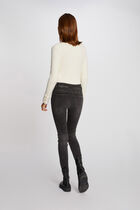 Pull manches longues maille duveteuse ivoire femme