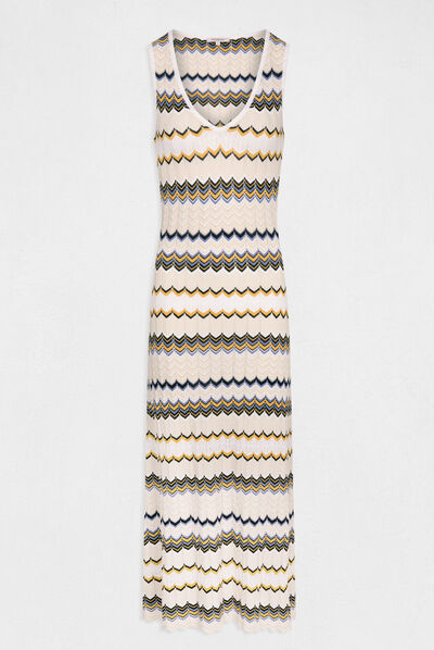 Maxi straight jumper dress chevron print ivory ladies'