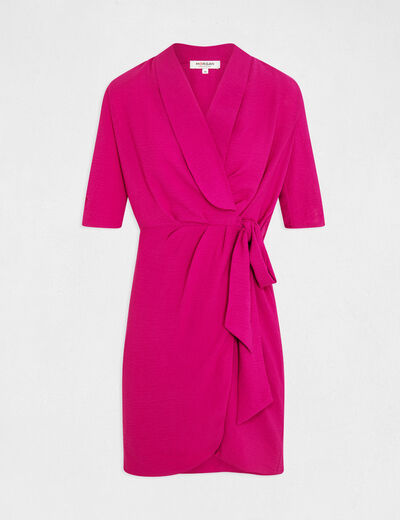 Wrap dress with 3/4-length sleeves raspberry ladies'