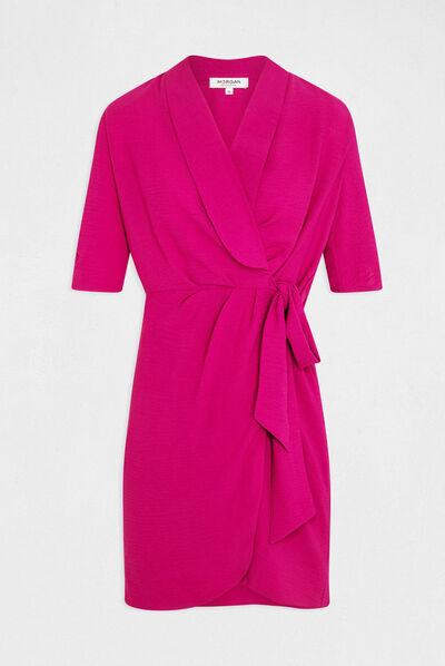 Wrap dress with 3/4-length sleeves raspberry ladies'