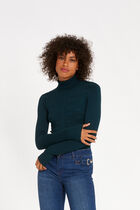 Fitted high neck sweater green women