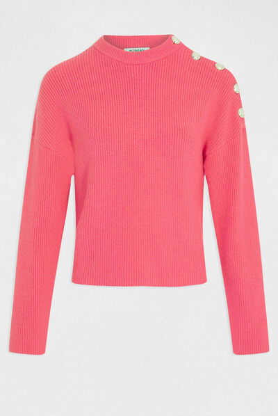 Long-sleeved jumper with buttons pink ladies'