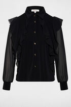 Buttoned voile t-shirt black women