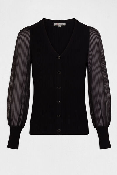 Jumper with laced long-sleeved black ladies'