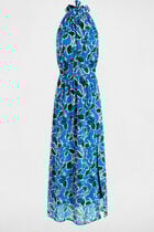 Robe longue évasée imprimée multicolore femme
