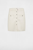 Straight short suede skirt ecru women