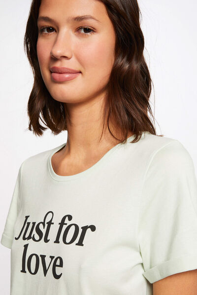 Short-sleeved t-shirt with message light green ladies'