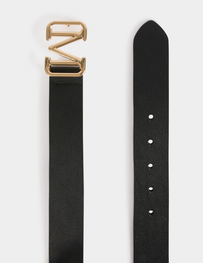 Black leather belt black women