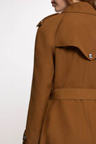 Long belted trench coat camel women
