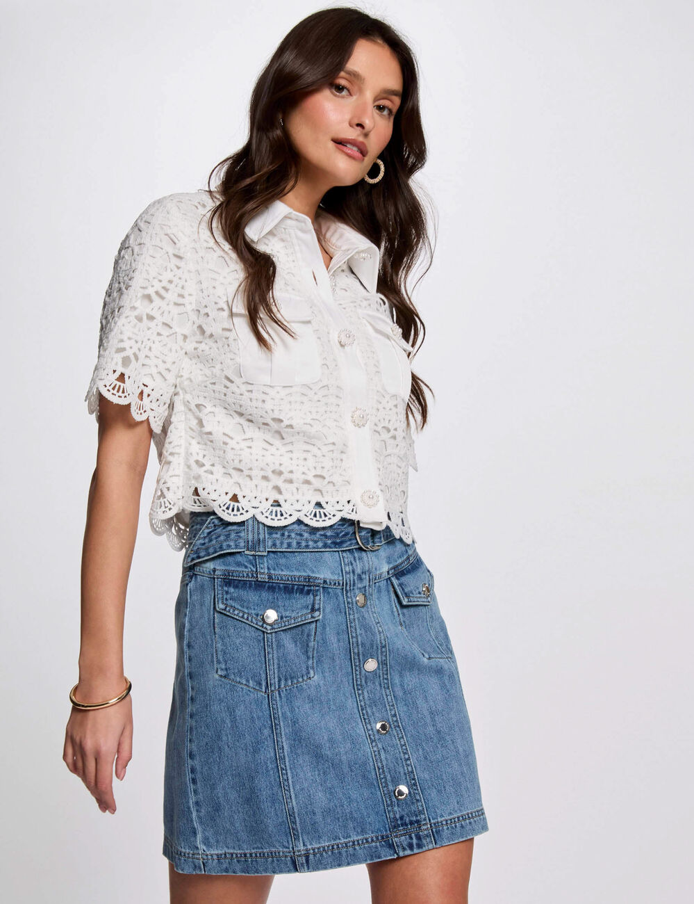 Mini denim skirt stone wash denim women