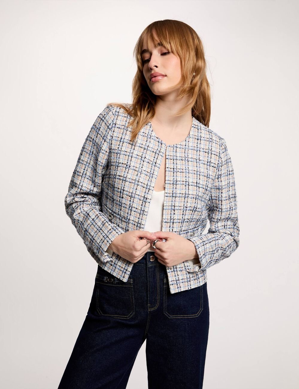 Fitted tweed jacket multicolor women