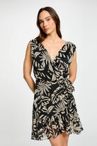 Printed wrap dress black women