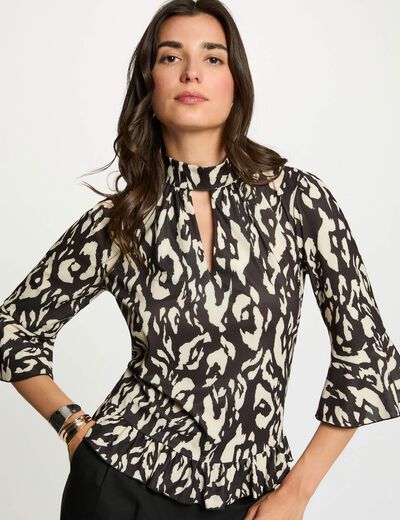 Long-sleeve high neck t-shirt white women