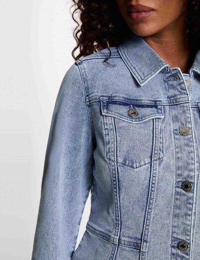 Fitted denim jacket heavy stone wash denim women