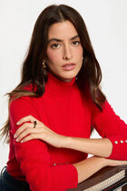 High neck sweater red women