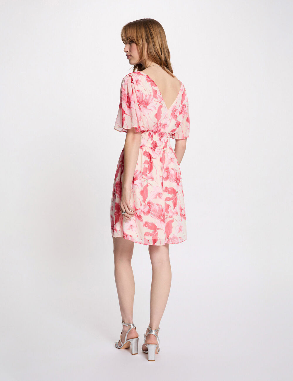 Wrap dress with flutter sleeves multicolor women