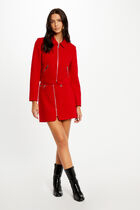 Straight zipped jacket red women
