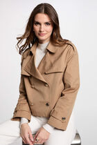 Buttoned short trenchcoat camel women