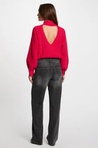 Jumper high collar raspberry pink women