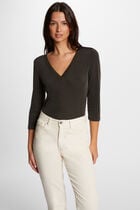 3/4-length sleeved t-shirt dark green women