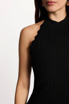 Sleeveless knitted flared dress black women