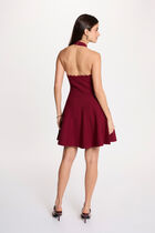 Sleeveless knitted flared dress bordeaux women
